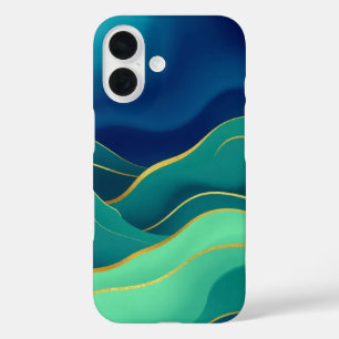 Grüne Strömung: Eine Abstrakte Landschaft iPhone 16 Hülle