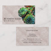 Grüne Succulents auf Imitat-Leinwandmodernem Chic Visitenkarte (Vorne/Hinten)