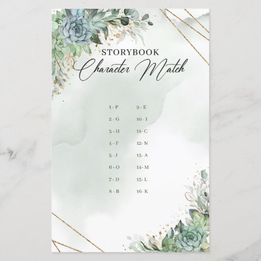 Grüne Sukkulationen Blume Storybook Character Matc (Rückseite)