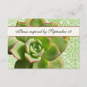 Grüne Sukkulatur Vintag Damask Elfenbeinige uAwg RSVP Karte