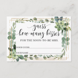 Grüne Sukkulent Wie viele Küsse im Glas Begleitkarte