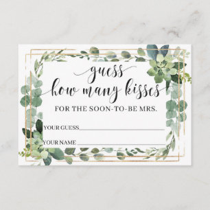 Grüne Sukkulent Wie viele Küsse im Glas Begleitkarte