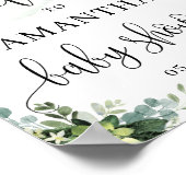 Grüne sukkulente Babydusche Begrüßungszeichen Poster (Ecke)