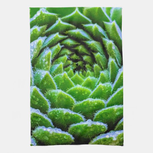 Grüne Sukkulente Naturfotografie Handtuch (Vertikal)