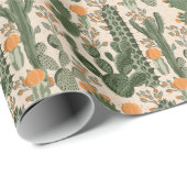 Grüne Sukkulente, orangefarbene Blume, Strandtapet Geschenkpapier (Rolleneckpunkt)