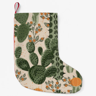 Grüne Sukkulente, orangefarbene Blume, Strandtapet Kleiner Weihnachtsstrumpf