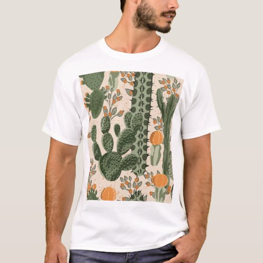 Grüne Sukkulente, orangefarbene Blume, Strandtapet T-Shirt (Vorderseite)