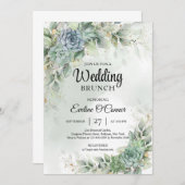 Grüne Sukkulente und Eukalyptus-Hochzeitsbrunch Einladung (Vorne/Hinten)