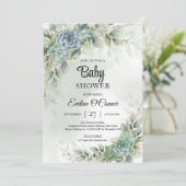 Grüne Sukkulente und Eukalyptuspflanzen Einladung (Stehend Vorderseite)