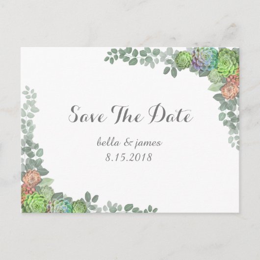Grüne Sukkulenten Save The Date Postkarten (Vorderseite)
