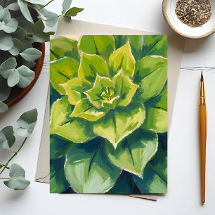 Grüne Sukkulentenpflanzenmalerei Postkarte