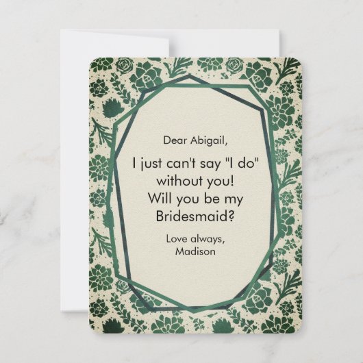 Grüne Sukkulturen in der Natur werden überragt sei Einladung (Rückseite)