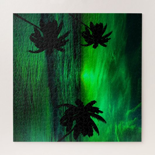 GRÜNE SUNSETS OZEAN LANDSCHAFTLICH PUZZLE (Horizontal)