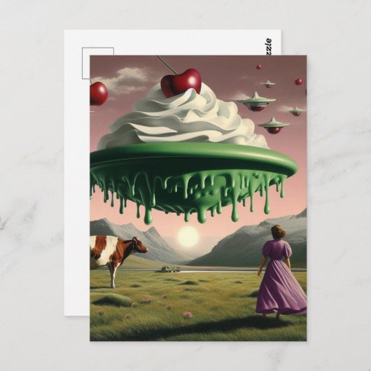 Grüne Surreal Süße Leckerei Postkarte (Vorne/Hinten)