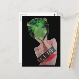 Grüne Surrealistische Edelstein-Dame Collage Postkarte