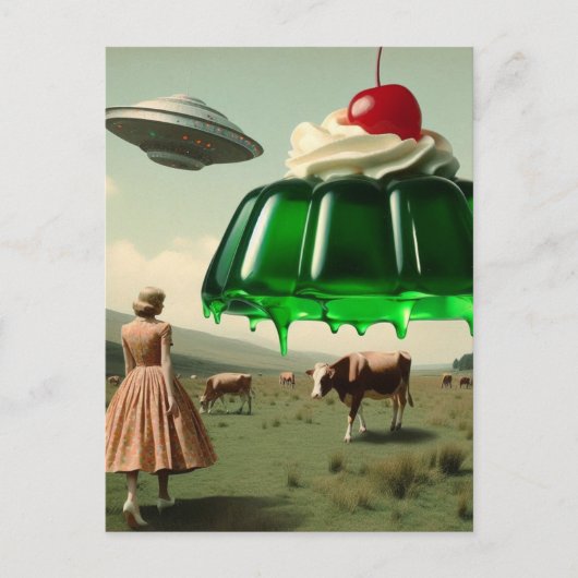 Grüne süße Leckerei Surreal in der Milchweide Postkarte (Vorderseite)