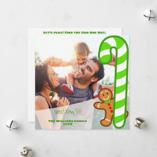 Grüne süße Weihnachts-Gingerbread-CandyCane-Ausrei Feiertagskarte