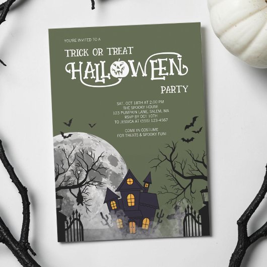 Grüne Süßigkeiten oder Saures Kinder Halloween-Kos Einladung