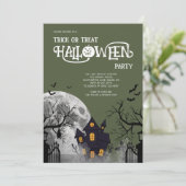 Grüne Süßigkeiten oder Saures Kinder Halloween-Kos Einladung (Stehend Vorderseite)