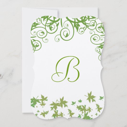 Grüne Swirl Leaf Tree Einladung zur Hochzeit (Vorderseite)