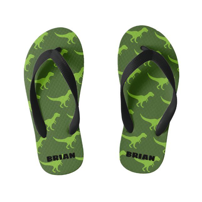 Grüne T-rex-Dinosaurier-Flip-Flops für Kinder Kinderbadesandalen (Fußbett)