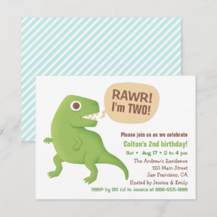 Grüne T-Rex-Dinosaurier-Kindergeburtstagsfeier Einladung