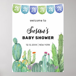 Grüne Taco Fiesta Cactus Baby Shower Willkommen Poster