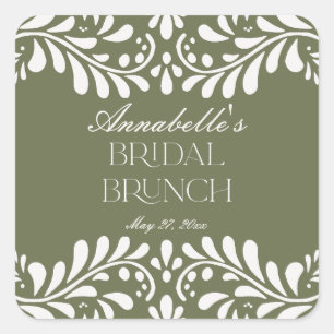 Grüne Talavera-Fliese Spanische Fiesta-Bridal-Brun Quadratischer Aufkleber