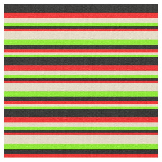 Grüne, Tan, Rote und Schwarze Streifen Stoff (Nahaufnahme)