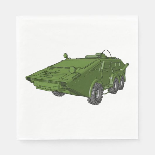 Grüne Tank Militärfahrzeug Napkins Serviette (Vorderseite)