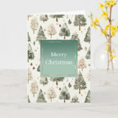 Grüne Tannenbaum-Mint-Creme-Weihnachtsbäume Karte (Gelbe Blume)