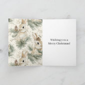 Grüne Tannenzapfen Häschen Kaninchen Weihnachten Karte (Innenseite)