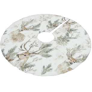 Grüne Tannenzapfen Hirsch Weihnachten Polyester Weihnachtsbaumdecke