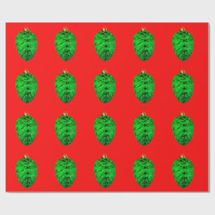 Grüne Tannenzapfen-Ornamente Rotes Geschenkpapier