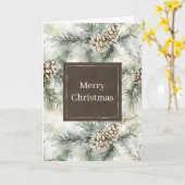 Grüne Tannenzapfen Weihnachten Karte (Gelbe Blume)