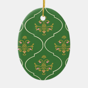 Grüne Tapisserie Keramik Ornament