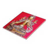 GRÜNE TARA-BRONZESTATUE ALTES TIBET FLIESE (Seite)