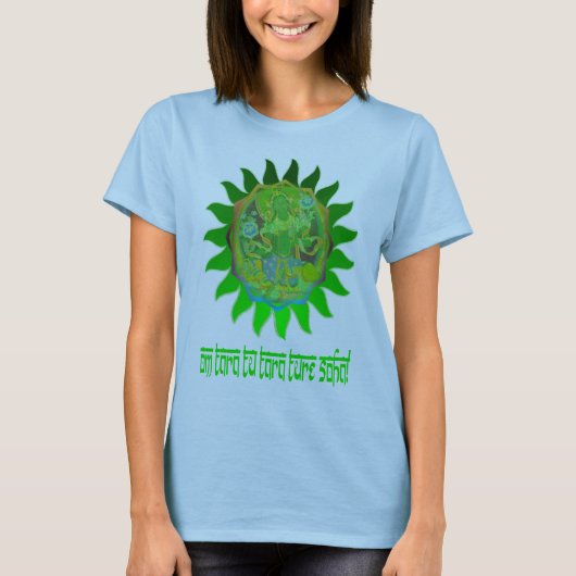 Grüne Tara-Yoga-Spitze T-Shirt (Vorderseite)