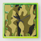 Grüne Tarnstruktur Quadratische Wanduhr (Vorderseite)