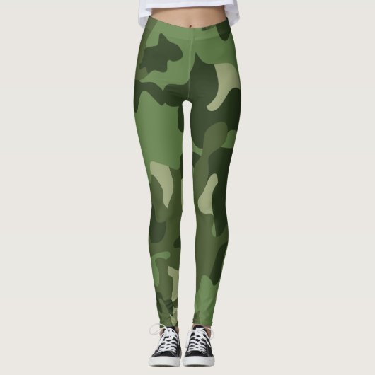 Grüne Tarnung Leggings (Vorderseite)