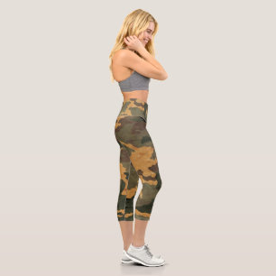 Grüne Tarnung mit Grunge-Effekt Capri Leggings