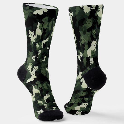 Grüne Tarnung mit Katzenmuster Socken (Gewinkelt)