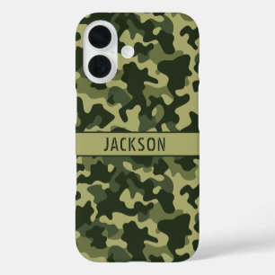 Grüne Tarnung Personalisiert iPhone 16 Hülle