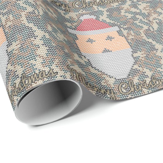 Grüne Tarnungs-frohe Weihnachten Weihnachtsmann Geschenkpapier (Rolleneckpunkt)