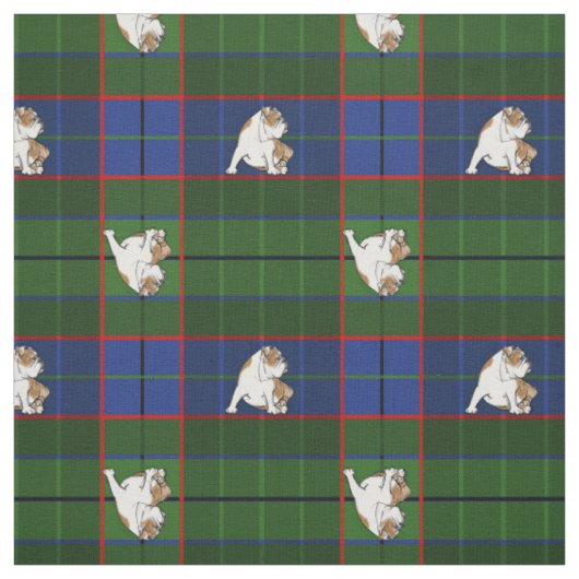 Grüne Tartan-Bulldogge Stoff (Muster)