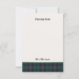 Grüne Tartan-Hochzeit Danke Karte