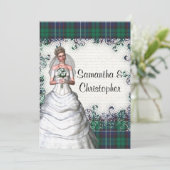 Grüne Tartan-Hochzeit Einladung (Stehend Vorderseite)