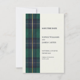 Grüne Tartan-Hochzeit Save The Date