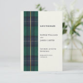 Grüne Tartan-Hochzeit Save The Date (Stehend Vorderseite)