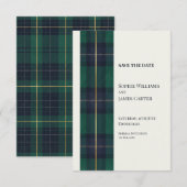 Grüne Tartan-Hochzeit Save The Date (Vorne/Hinten)